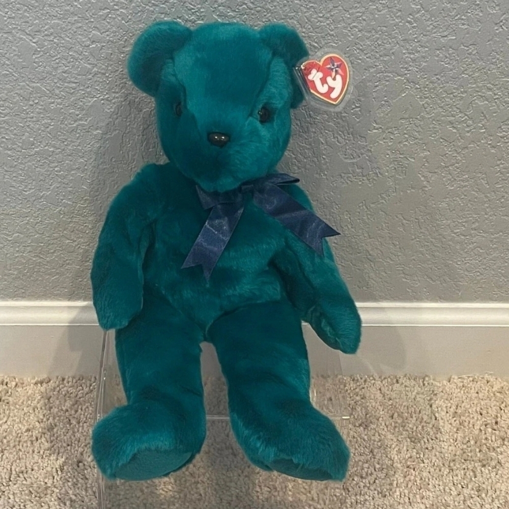 Teddy TY Beanie Buddy Green Teddy Bear 2000 Vintage Y2K